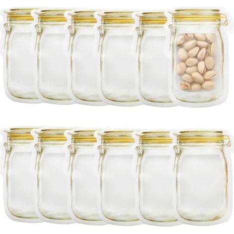 Sacs De Rangement Aliments - Fermeture Éclair - Compatible Congélateur - Polyéthylène Sans BPA - Taille S - Lot De 12 (1/5)