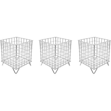 Set aus 3 quadratischen Drahtkörben für Kaffeekapseln (silber) (1/3)