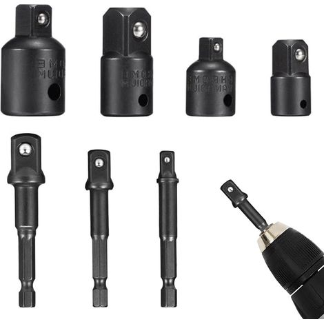 7 Pièces Adaptateur Douille Réducteur Acier Vanadium Pour Perceuse Clé À Cliquet Bricolage
