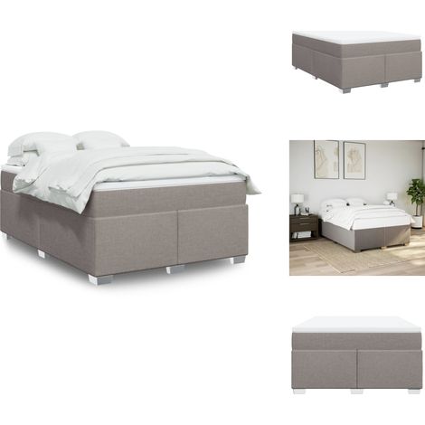 Sommier à lattes de lit avec matelas Taupe 160x200 cm Tissu - Sommier À Lattes De Lit - Sommiers À Lattes De Lit - Lit - Meuble De Chambre À Coucher (1/5)