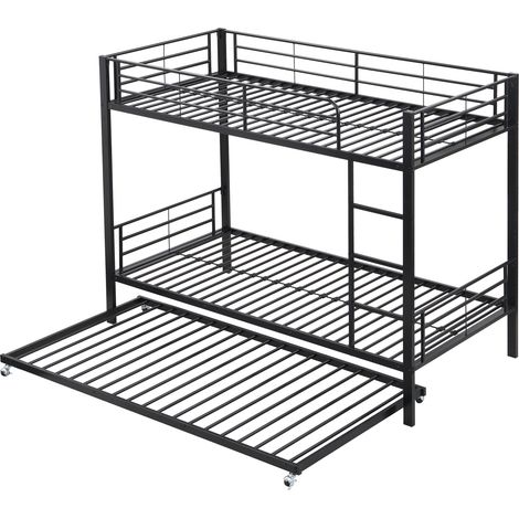 Letto a castello in metallo nero con letto estraibile 90 x 200 cm e 90 x 190 cm (1/5)