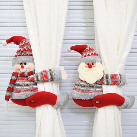 2 stücke Kreative Weihnachten Vorhang Schnallen Weihnachten Dekoration Santa Claus Schneemann (1/2)