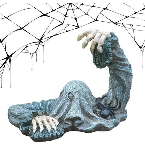 Décorations gothiques pour étagères, sculptures grotesques d'Halloween et sculptures en résine de mains en forme de crâne (1/5)
