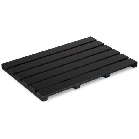 Relaxdays – Tapis de bain en bambou 54x36 cm – Antidérapant pour baignoire et douche – Design à lattes pour circulation d'air – Noir
