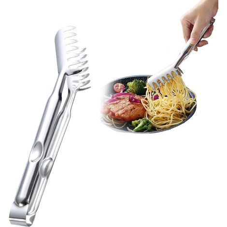 Nudelzange 11 Zoll, Spaghettizange, Nudel-Servierzange, Edelstahl-Spaghettizange, Nudelzange mit Zinkgriff, Nudelzange zum Anbraten von Spaghetti, Küche, Kochutensilien (1/5)