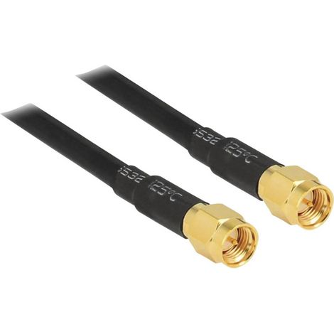 Câble de raccordement pour antenne WiFi Delock 88892 [1x SMA mâle - 1x SMA mâle] 2.00 m noir contacts dorés (1/3)