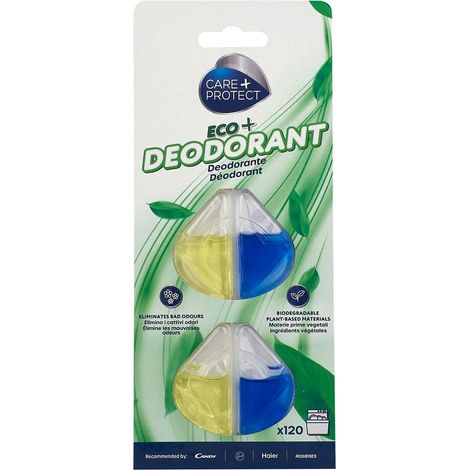 CARE + PROTECT ECO+ Deodorante per lavastoviglie, elimina i cattivi odori, fragranza al limone a lunga durata, 2 gusci, fino a 120 lavaggi (1/5)