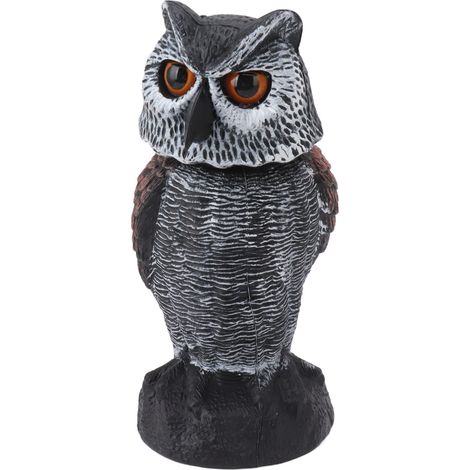 Leurre de hibou à tête branlante en plastique pour effrayer les oiseaux - Épouvantail - Faux hibou décoratif pour jardin extérieur (1/5)