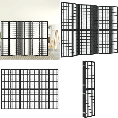 Cloison de séparation pliable 6 panneaux 240x170 cm Noir - Cloison Japonaise - Écran D'intimité - Séparateur Pièce - Décoration Murale - Style Zen - Home & Living