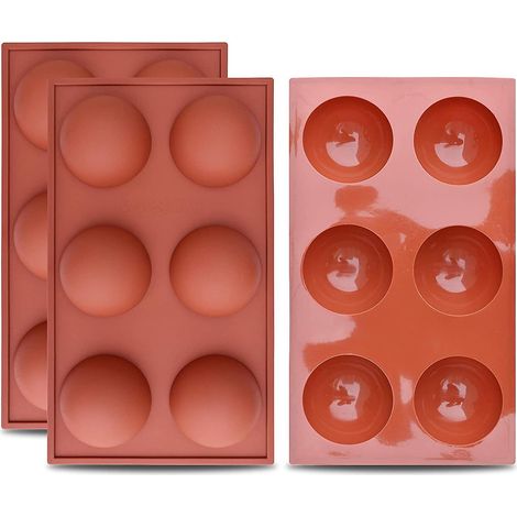 Lot de 3 moules silicone 6 cavités demi-sphères pour bombes de chocolat (1/5)