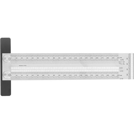 Règle T de traçage menuiserie 200mm, outil de mesure précis pour marquage et positionnement, règle en T professionnelle pour travail du bois, décoration et design, instrument de traçage exact. (1/5)