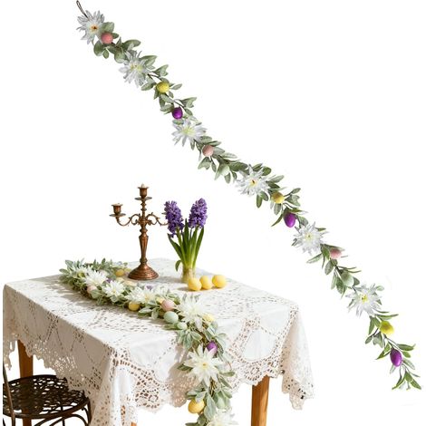 Guirlande Fausse 1,80 mètre Décoration d'Œufs de Pâques Guirlande Murale pour Fête de Printemps Jardin Mariage Maison Manteau de Cheminée Vacances Escalier Exposition Saisonnière (1/5)