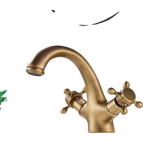 Rubinetto per lavabo, a doppia maniglia, da appoggio, in ottone anticato A (1/2)