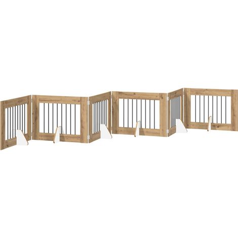 Foldable Dog Gate with Stands 6 pcs Artisan Oak 482 cm vidaXL