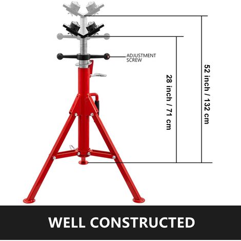 Support de Tuyau Douille avec tête en V de 71 cm à 130,8 cm de type 1107A à transfert à 4 billes et pieds repliables 2 tonnes Hauteur ajustable (1/5)