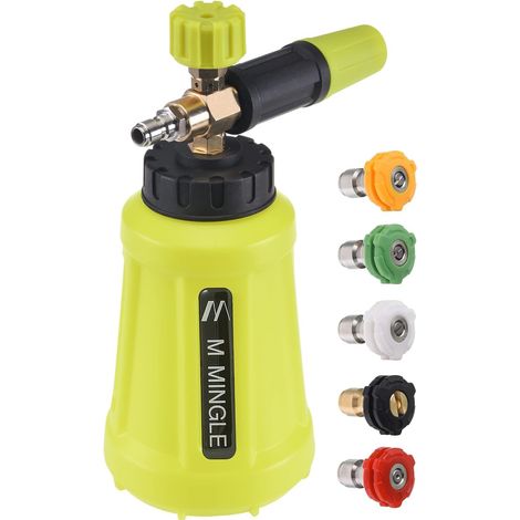 Foam Lance for Pressure Washer, 1 Litre with 5 Nozzles Car Foam Gun with Quick Coupling 1/4" Wide Mouth Heavy Duty Foam Lance for Car Wash, 210 Bar (1/5)