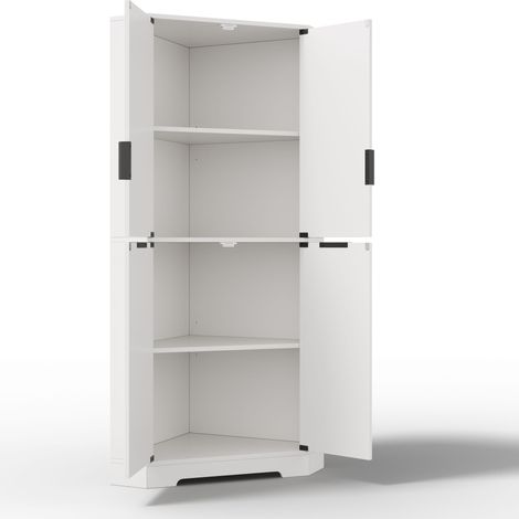 Meuble d angle en MDF avec 4 portes et étagères réglables, 60 x 60 x 172 cm, pour cuisine, salle à manger et salon (1/5)
