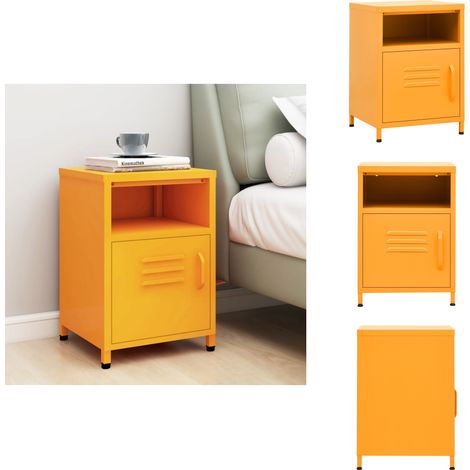 The Living Store Table de chevet Jaune moutarde 35x35x51 cm Acier - Table d'appoint (1/5)