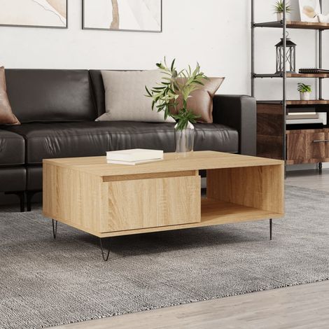 Mesa de centro madera de ingeniería roble Sonoma 90x60x35 cm vidaXL (1/5)