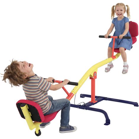 Balançoire à Bascule Rotative 360° Jeu de Plein Air et Jardin Tape-Cul pour Enfants 253x96x75 cm Multicolore (1/5)