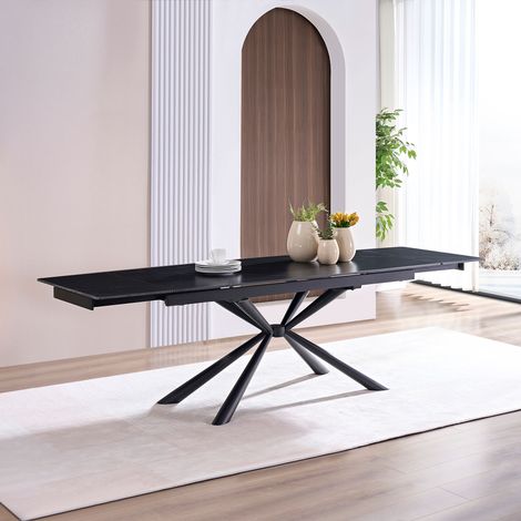 Table à manger extensible 180/220/260 cm en céramique noir - ELYOR (1/3)