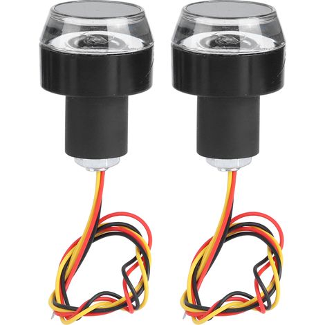 2 pièces Feux de guidon moto LED clignotants indicateurs poignée extrémité latéraux blanc jaune (1/5)