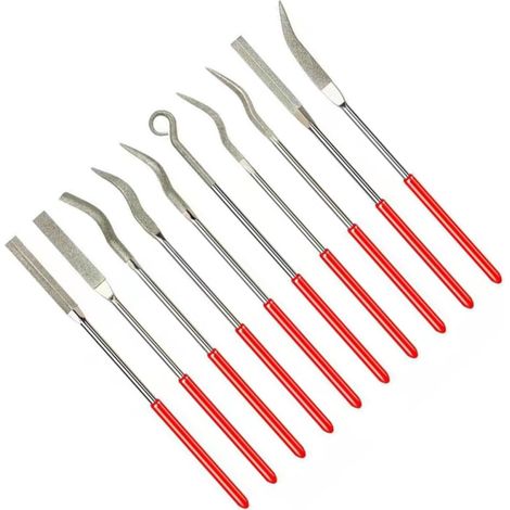 Limes Diamantées Miniatures Outils de Ponçage et Polissage Plastique Rouge Ensemble de 10 pour Sculpture sur Bois et Plâtre pour Bricolage et Artisanat (1/5)