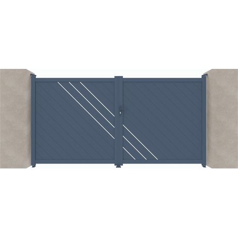 Portail aluminium battant C03 Gris 7016 - Largeur entre piliers 3560mm - Hauteur 1800mm (1/2)