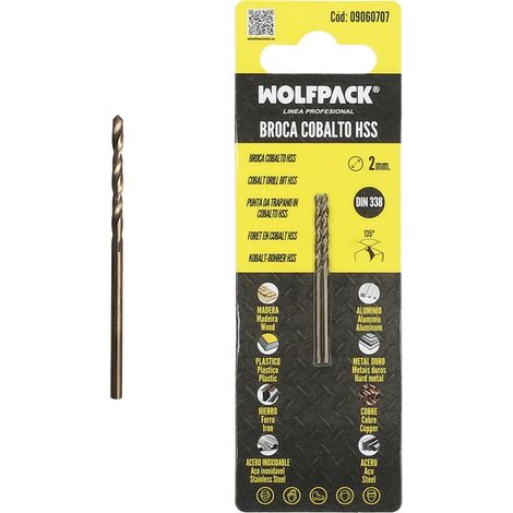Broca cilíndrica Ø2mm fabricada en cobalto HSS DIN 338 (Blíster de 2 unidades) (1/5)