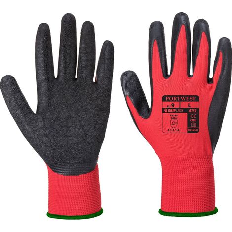 Guanti Rivestiti in Lattice Antiscivolo Flex Grip Rosso-Nero 10