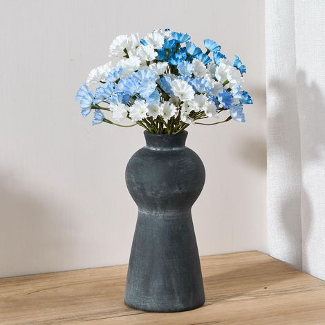 Vase à fleurs en céramique de 20 cm, mignon bohème pour décoration d'intérieur, vase en terre cuite pour salon, table, étagère, décoration de cheminée, noir naturel (1/5)
