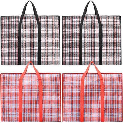 Lot de 4 Sacs de Déménagement Grand Réutilisable avec Fermeture à Glissière et Poignées, Sac Rangement Vêtements Sac à Linge Cabas (1/5)