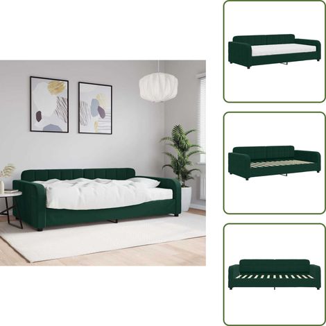 Tagesbett mit Matratze Dunkelgrün 100x200 cm Samt - Tagesbett Mit Matratze - Tagesbetten Mit Matratze - Tagesbett - Sofabett (1/5)