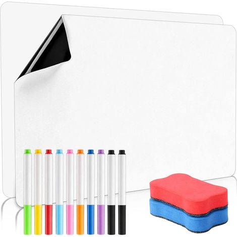 2 Pcs Tableau Magnetique Frigo A4, avec Marqueurs et Effaceurs (1/5)