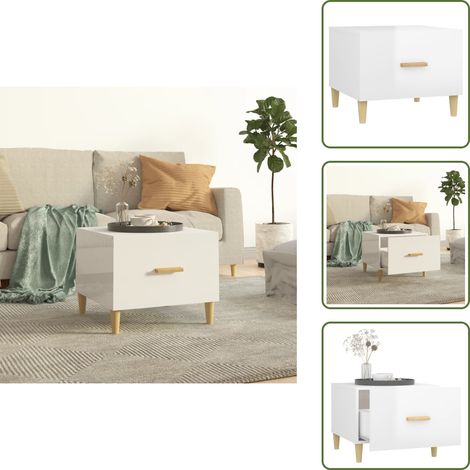Couchtisch Hochglanz-Weiß 50x50x40 cm Holzwerkstoff - Couchtisch - Wohnzimmerschreibtisch - Sideboard - Holzwerkstoff Tisch - Weißer Couchtisch (1/5)