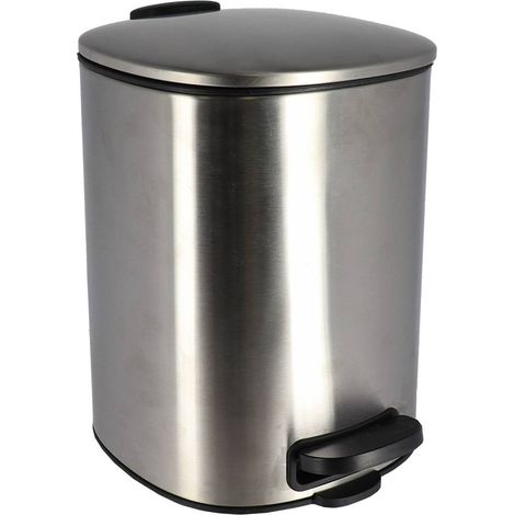 Eckiger 5l-metall-abfalleimer mit pedalbremse - chrom - Tendance