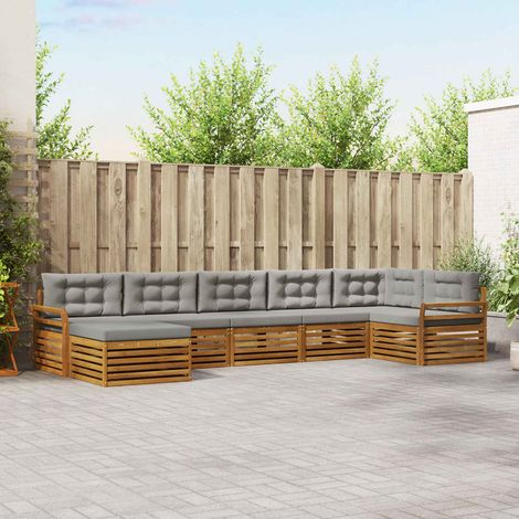 Sofagarnituren 7 pcs Natürlich und Hellgrau Massivholz Akazie (1/5)