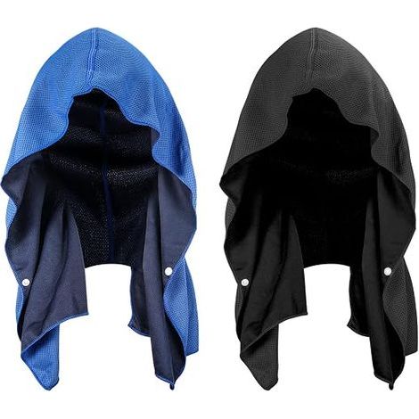 Serviette de bain à capuche, serviette rafraîchissante pour la nuque et le visage, séchage rapide, protège la nuque des rayons UV, idéale pour le sport, le camping et le vélo (1/5)