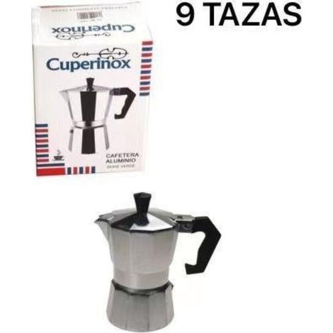 9 tazas cafetera italiana clasica aluminio cuperinox serie verde