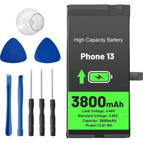 Batterie de rechange pour Phone13, 3800 mAh, lithium-polymère avec outil de réparation, compatible avec 13/13 Pro, durable et sûre (1/5)