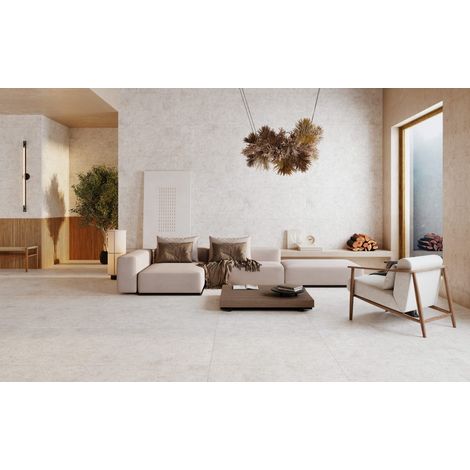 Montpellier – Baldosa porcelánica efecto piedra · interior y exterior - Greige - 30x90 cm Relieve (pared) - Palet completo (1/5)