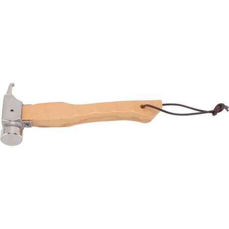 Marteau de camping mini avec manche en bois, tête percée, marteau multifonctionnel portable avec dragonne en acier inoxydable (1/5)