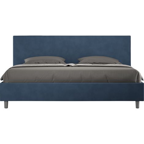 Lit double 180x200 cm tissu bleu Adelyne-Option Avec sommier et sans coffre (1/5)