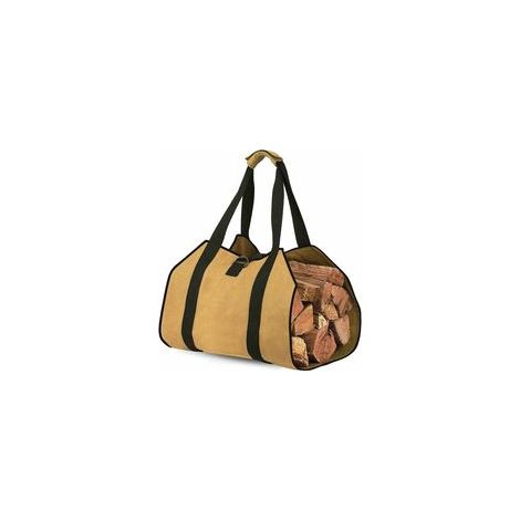 Toile Sac à Bûche Cheminée Sac de Rangement pour le Bois de Chauffage Grande Capacité Porte-bûches De Plein Air Porte-bûches en Bois Ciré avec Poignées Solide Sac de Transport en Bois(98x45CM) (1/5)