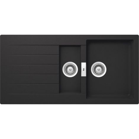 QUARZEX® Evier réversible 2 cuves - ROCA Couleur : Noir (1/2)