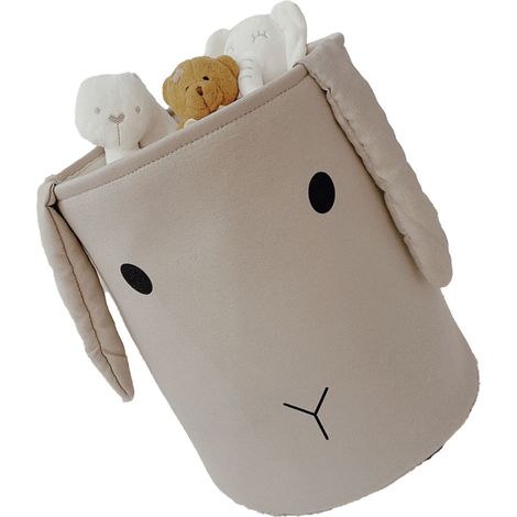 Panier de rangement en tissu pliable et imperméable, motif lapin gris, trois couches épaisses, 35 x 40 cm / 13,8 x 15,7 pouces, idéal pour la salle de jeux ou la chambre. (1/5)