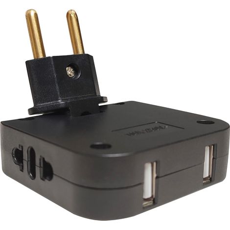 LED ATOMANT Confezione da 2 Presa Multipla Ultra Piatta, 4 in 1: 2 porte USB e 2 prese (Adatatore Europeo e Americano), Testa girevole a 180 gradi (1/5)