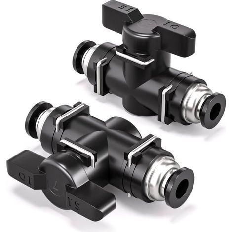 Lot de 2 vannes à bille pneumatiques de 12 mm, vanne manuelle BUC, vanne de conduite d'air, raccord rapide (1/5)