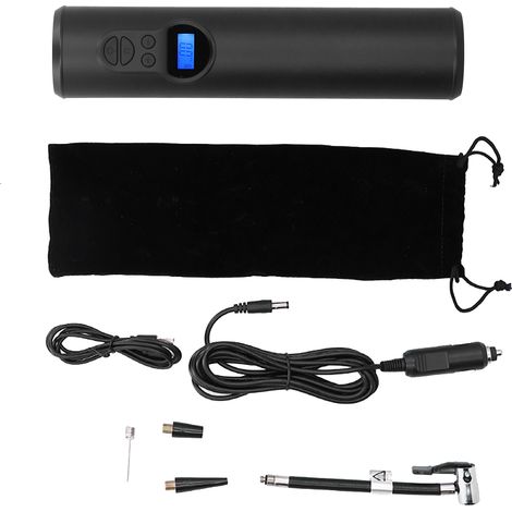 Pompe à air portable sans fil rechargeable mini compresseur avec écran LCD et éclairage LED pour voiture vélo moto (1/5)
