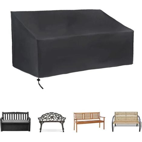 Housse de banc de jardin - - 4 places - Tissu Oxford imperméable - Dimensions 190x66x89cm - Noir (1/5)